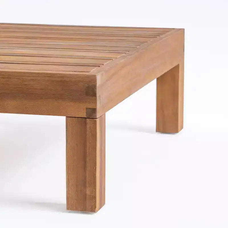 Christopher Knight Home Isora Patio 6 Piece Acacia Wood Seating Set with Slatted Coffee Table and Cushions
