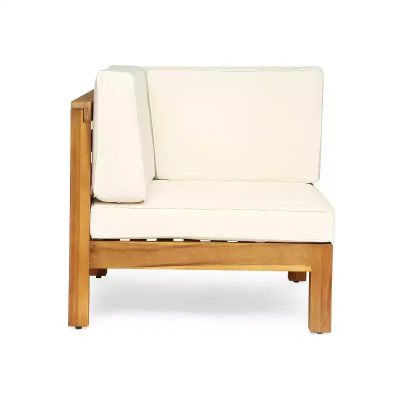 Christopher Knight Home Isora Patio 6 Piece Acacia Wood Seating Set with Slatted Coffee Table and Cushions