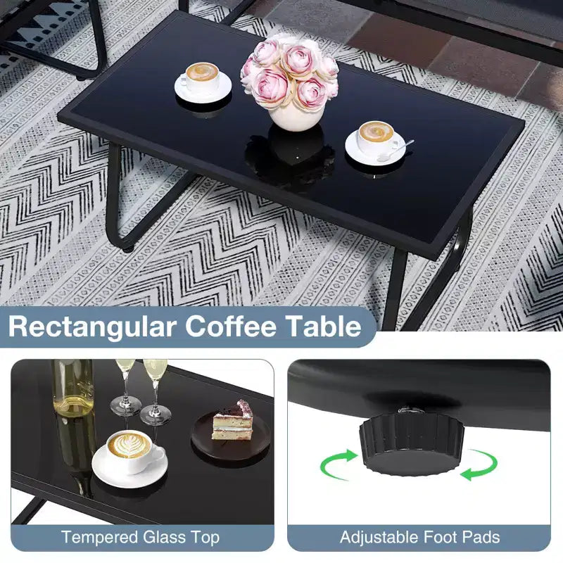 Costway 8 PCS Patio Furniture Set Fabric Lawn Chairs and Loveseat with Coffee Table