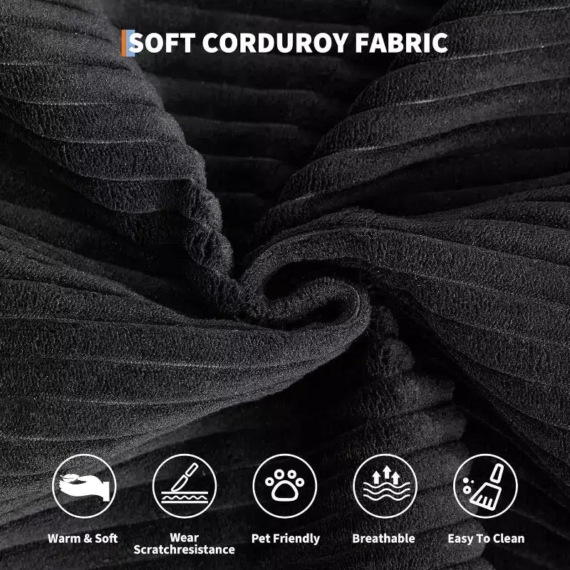 78.8'' Convertible Sleeper Floor Sofa Bed w/Pillows, 5-in-1 Corduroy Floor Couch, Folding Mattress Couch Loveseat with Fixed-Shape Frame, No Assembly