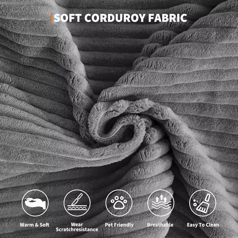 78.8'' Convertible Sleeper Floor Sofa Bed w/Pillows, 5-in-1 Corduroy Floor Couch, Folding Mattress Couch Loveseat with Fixed-Shape Frame, No Assembly