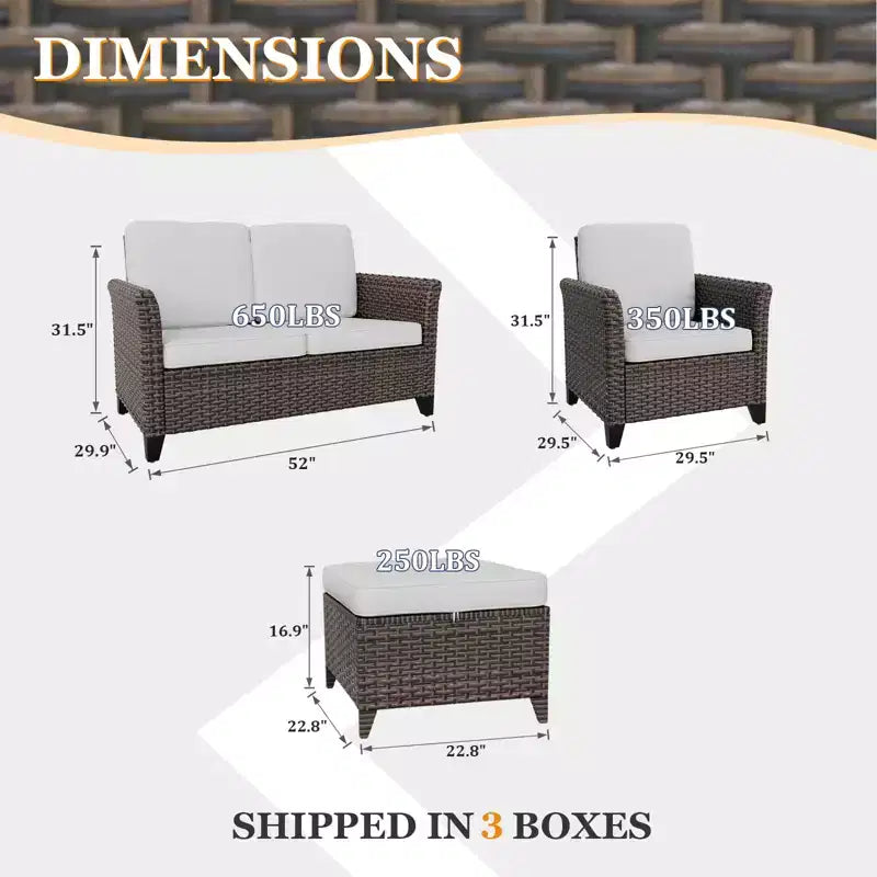 EAGLE PEAK Ocean Vista 5 piece Patio Variated Brown Wicker Conversation Set Dining Chairs & Loveseat