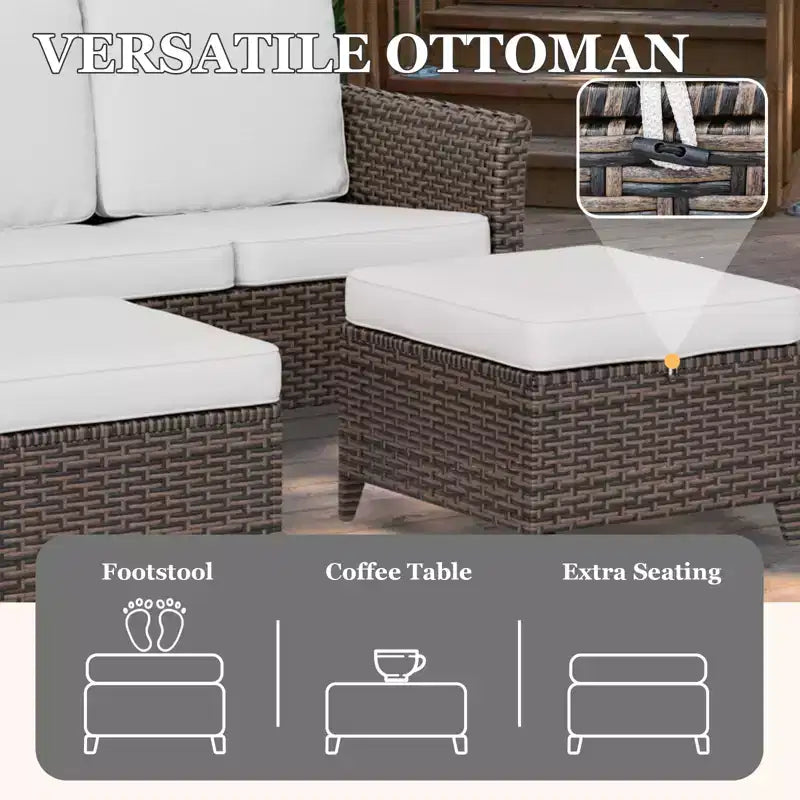 EAGLE PEAK Ocean Vista 5 piece Patio Variated Brown Wicker Conversation Set Dining Chairs & Loveseat