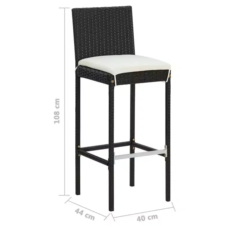 vidaXL Patio Bar Set Bar Table and Stools Patio Furniture Set with Cushions - Black 5 Piece