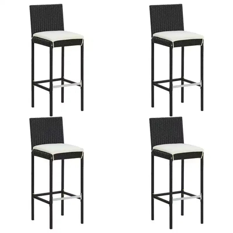 vidaXL Patio Bar Set Bar Table and Stools Patio Furniture Set with Cushions - Black 5 Piece