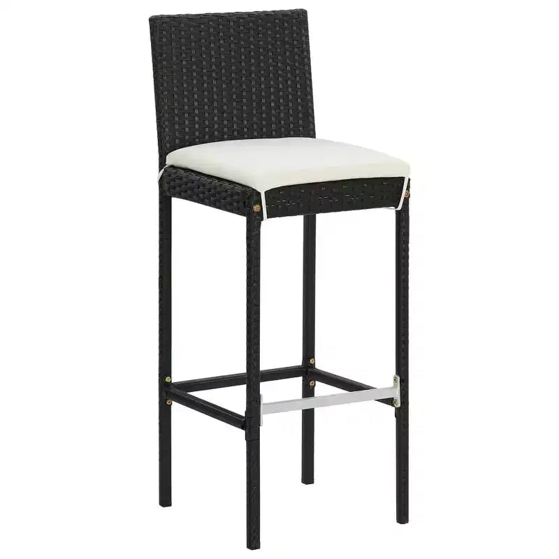 vidaXL Patio Bar Set Bar Table and Stools Patio Furniture Set with Cushions - Black 5 Piece