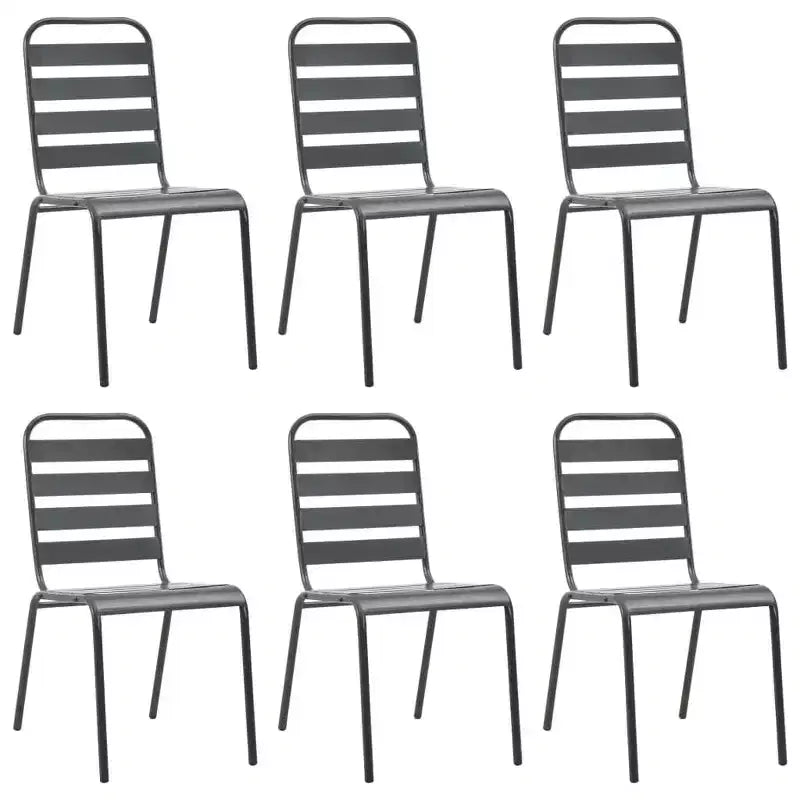 vidaXL Patio Dining Set Table and Chair Patio Furniture Set Steel Dark Gray
