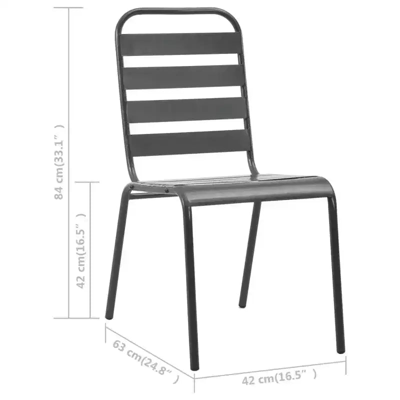 vidaXL Patio Dining Set Table and Chair Patio Furniture Set Steel Dark Gray