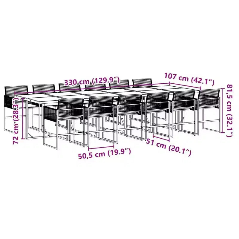 vidaXL Patio Dining Set with Cushions Outdoor Table and Chair Black Poly Rattan