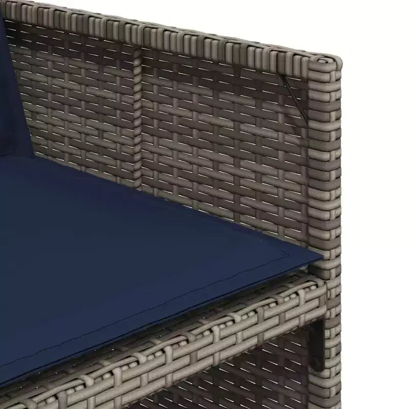 vidaXL Patio Dining Set with Cushions - 11 Piece Gray Poly Rattan Outdoor Garden Table and Chairs Furniture, Compact Storage, Tempered Glass Top