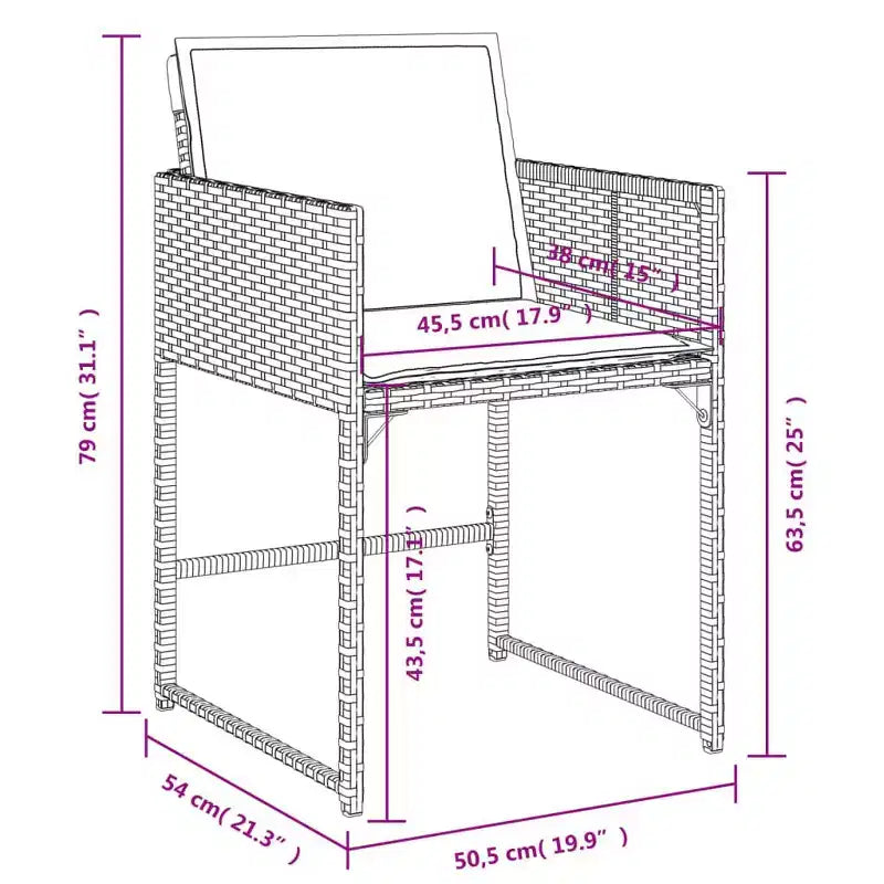 vidaXL Patio Dining Set Set of 10 Gray PE Rattan 10-seater Foldable