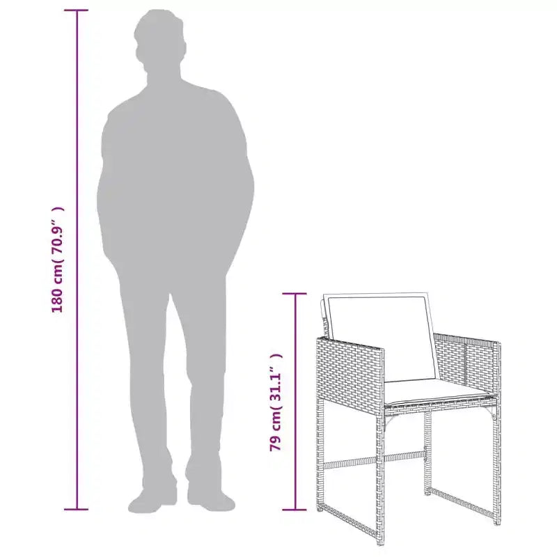 vidaXL Patio Dining Set Set of 10 Gray PE Rattan 10-seater Foldable