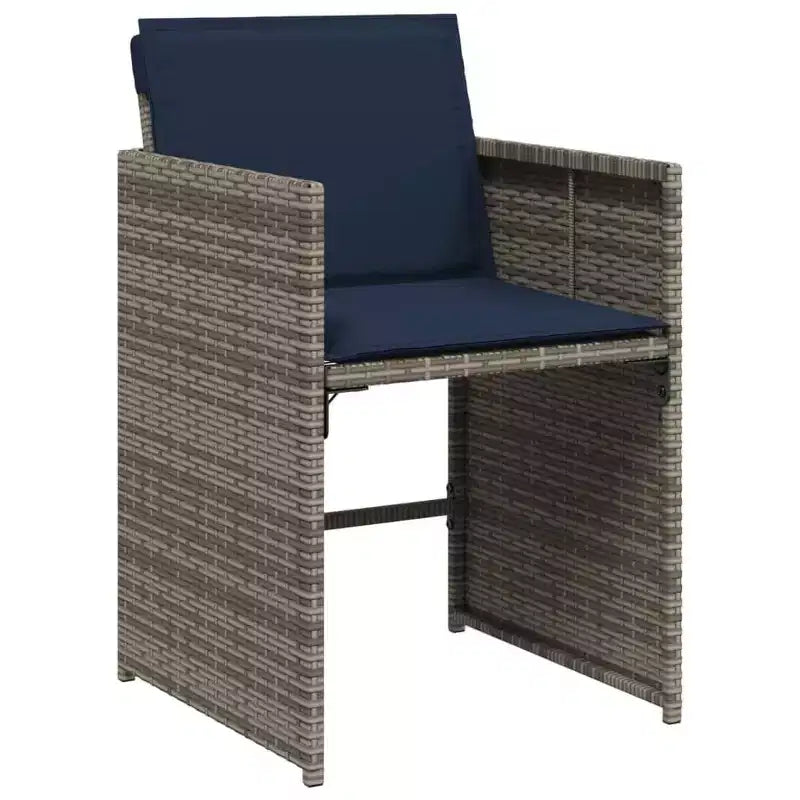 vidaXL Patio Dining Set Set of 10 Gray PE Rattan 10-seater Foldable