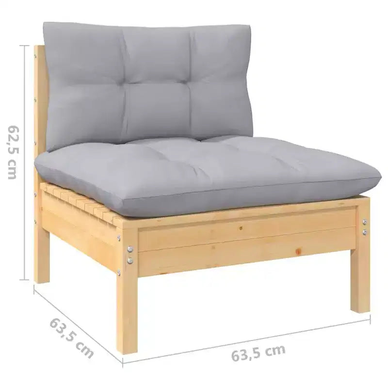 vidaXL Outdoor Lounge Set Grey cushions, natural wood