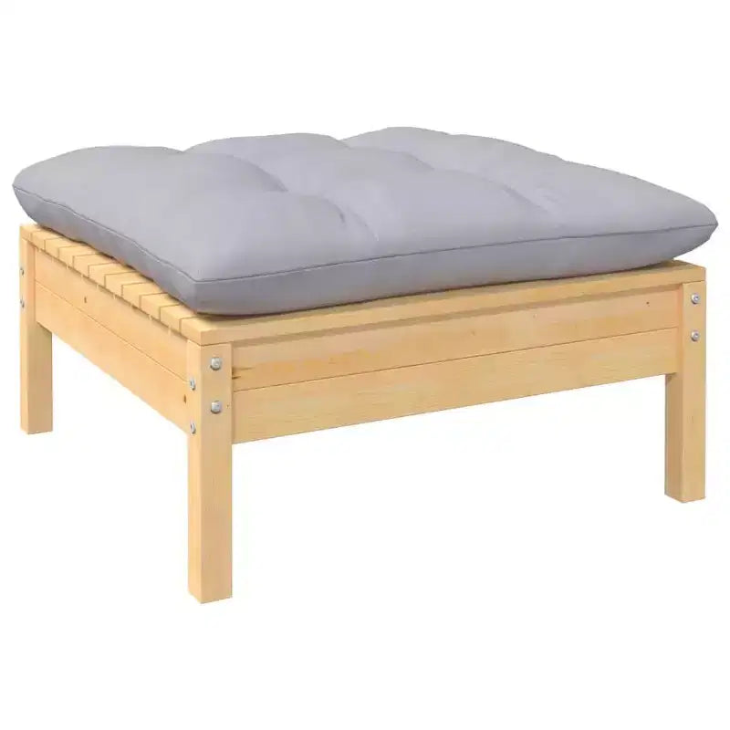 vidaXL Outdoor Lounge Set Grey cushions, natural wood