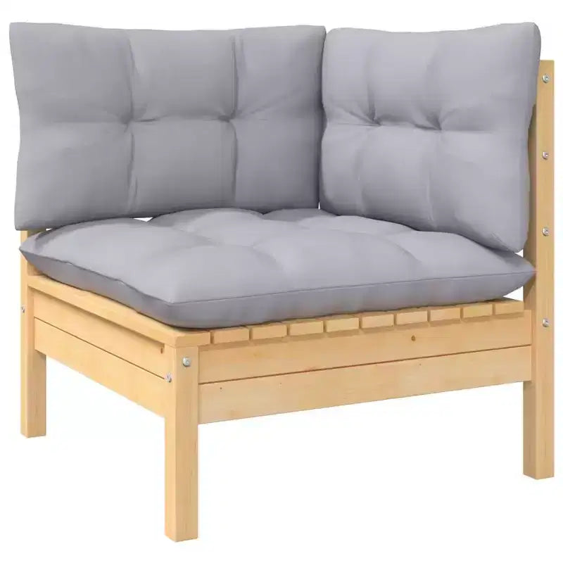 vidaXL Outdoor Lounge Set Grey cushions, natural wood