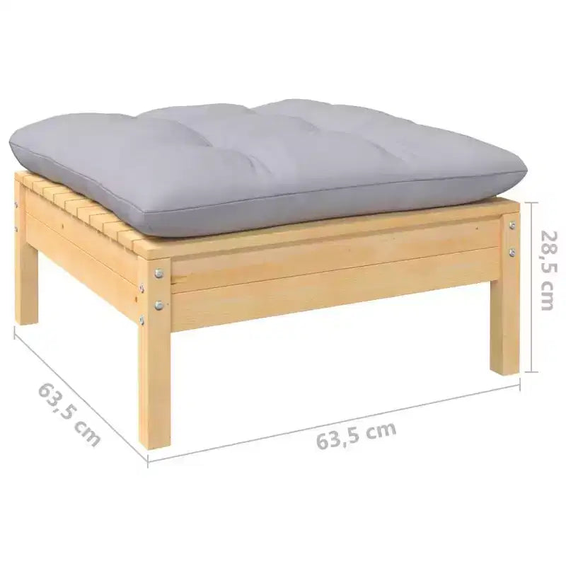 vidaXL Outdoor Lounge Set Grey cushions, natural wood