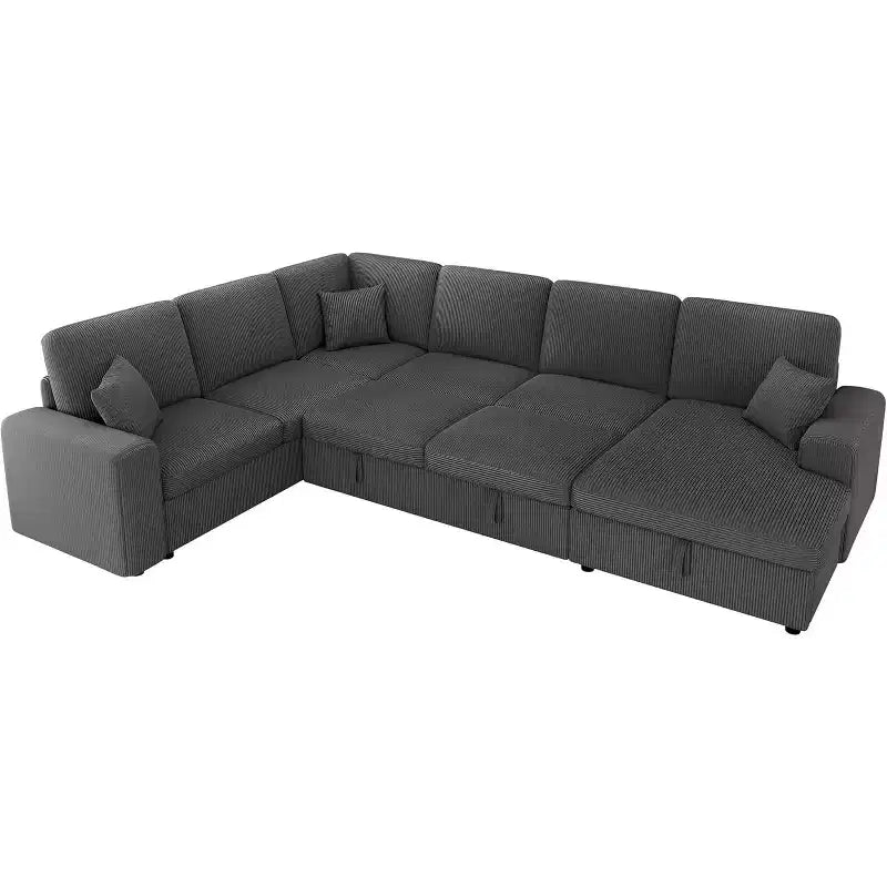 AMERLIFE 130 Sofa Bed, Sleeper Sofa, Pull Out Sleeper Couch with Storage, Convertible 6-Seater for Living Room
