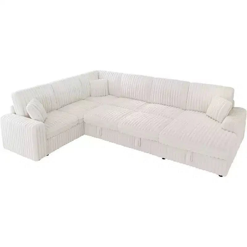 AMERLIFE 130 Sofa Bed, Sleeper Sofa, Pull Out Sleeper Couch with Storage, Convertible 6-Seater for Living Room