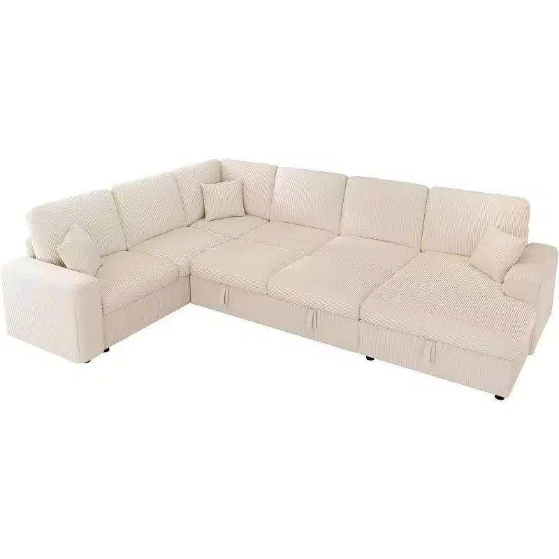 AMERLIFE 130 Sofa Bed, Sleeper Sofa, Pull Out Sleeper Couch with Storage, Convertible 6-Seater for Living Room