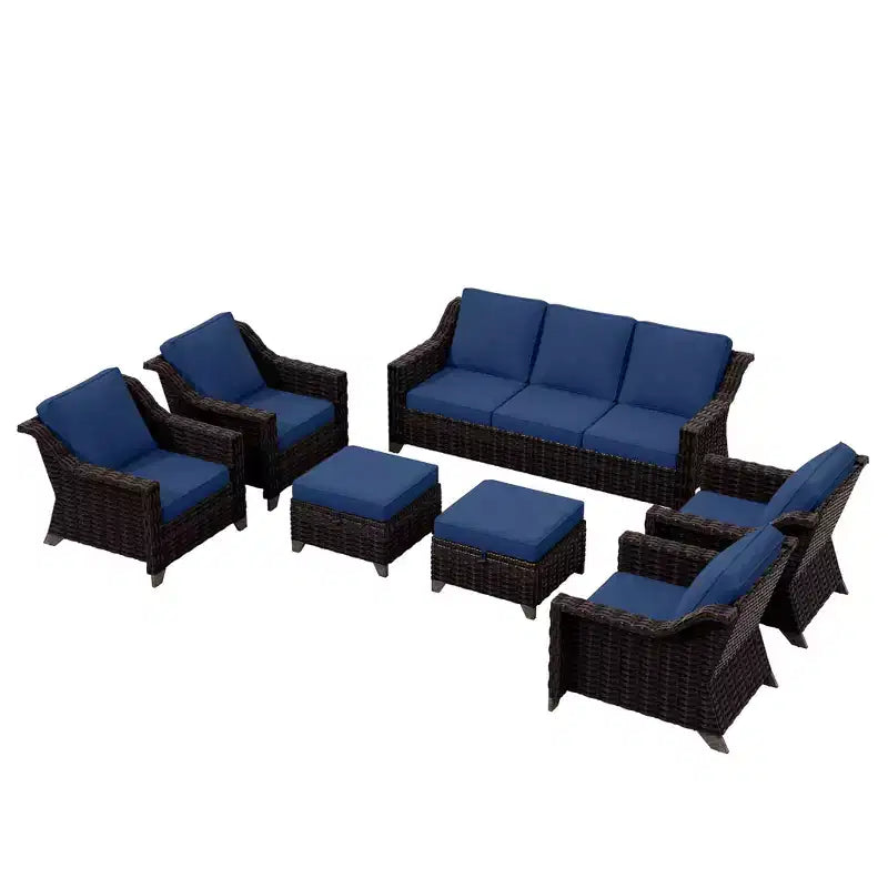 UPTIOT 7-Piece Rattan Wicker Patio Conversation Set