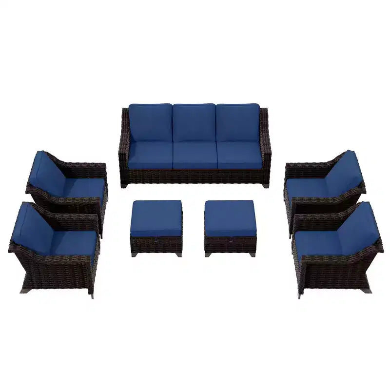 UPTIOT 7-Piece Rattan Wicker Patio Conversation Set