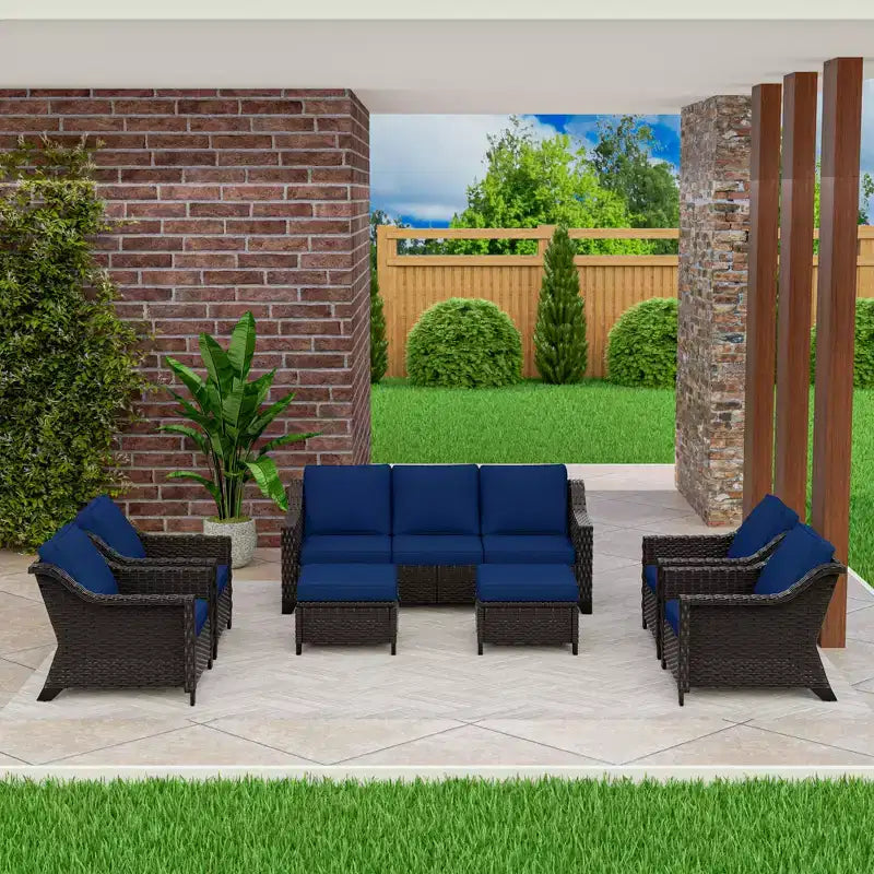 UPTIOT 7-Piece Rattan Wicker Patio Conversation Set