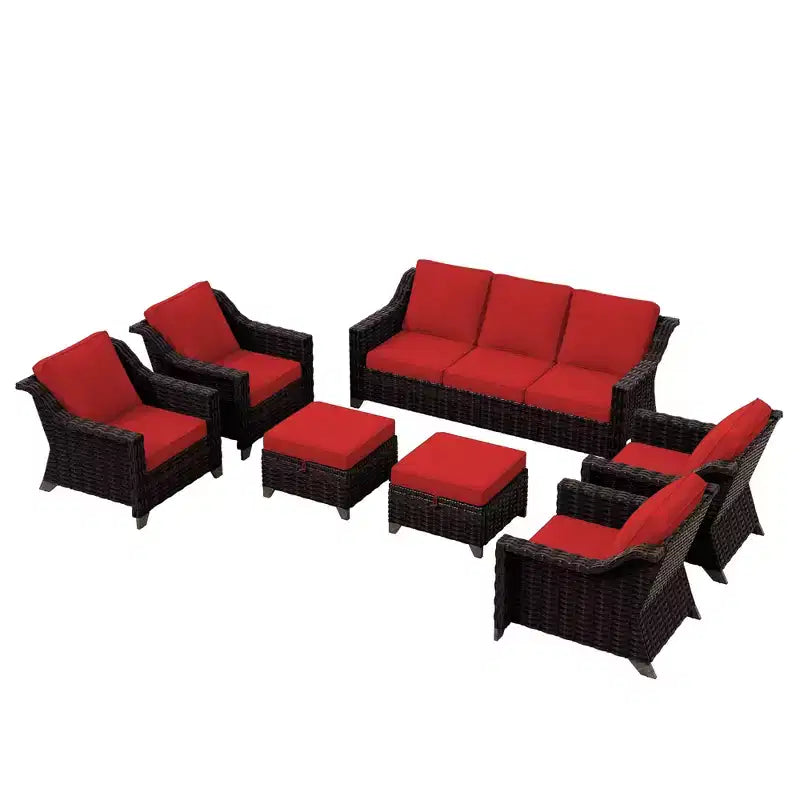 UPTIOT 7-Piece Rattan Wicker Patio Conversation Set