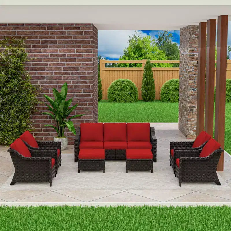 UPTIOT 7-Piece Rattan Wicker Patio Conversation Set