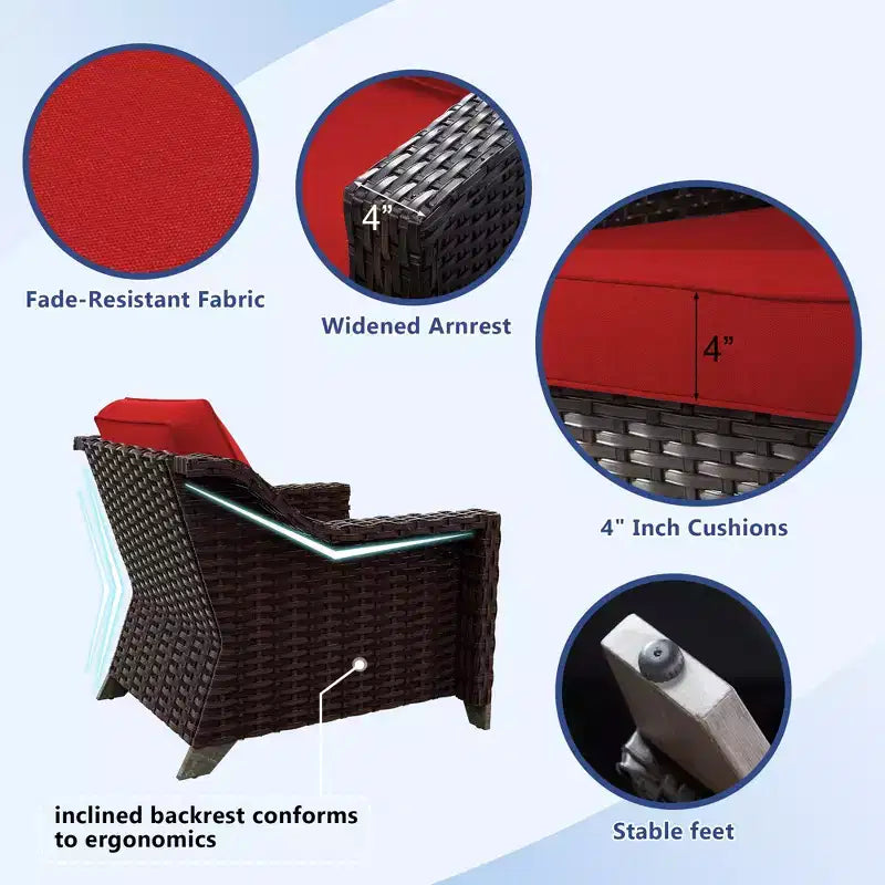 UPTIOT 7-Piece Rattan Wicker Patio Conversation Set