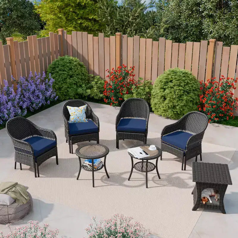 UPTIOT 11-Piece Outdoor Wicker Patio Conversation Seating Set