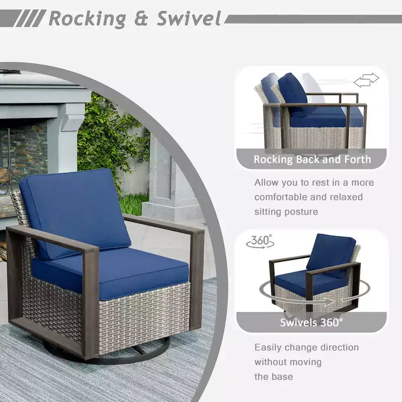 UPTIOT 7-Piece Wicker Outdoor Patio Conversation Set
