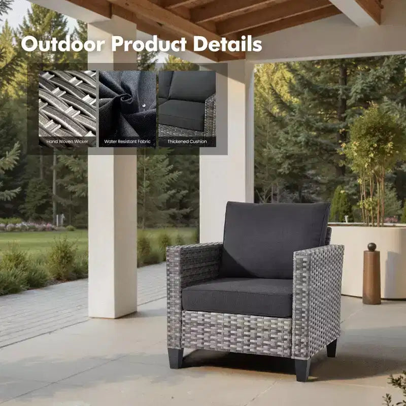 HOMLUX Outdoor Sectional Sofa Set, 5 Pieces Modular Outdoor Wicker Sofa Set with Ottomans, All-Weather Design