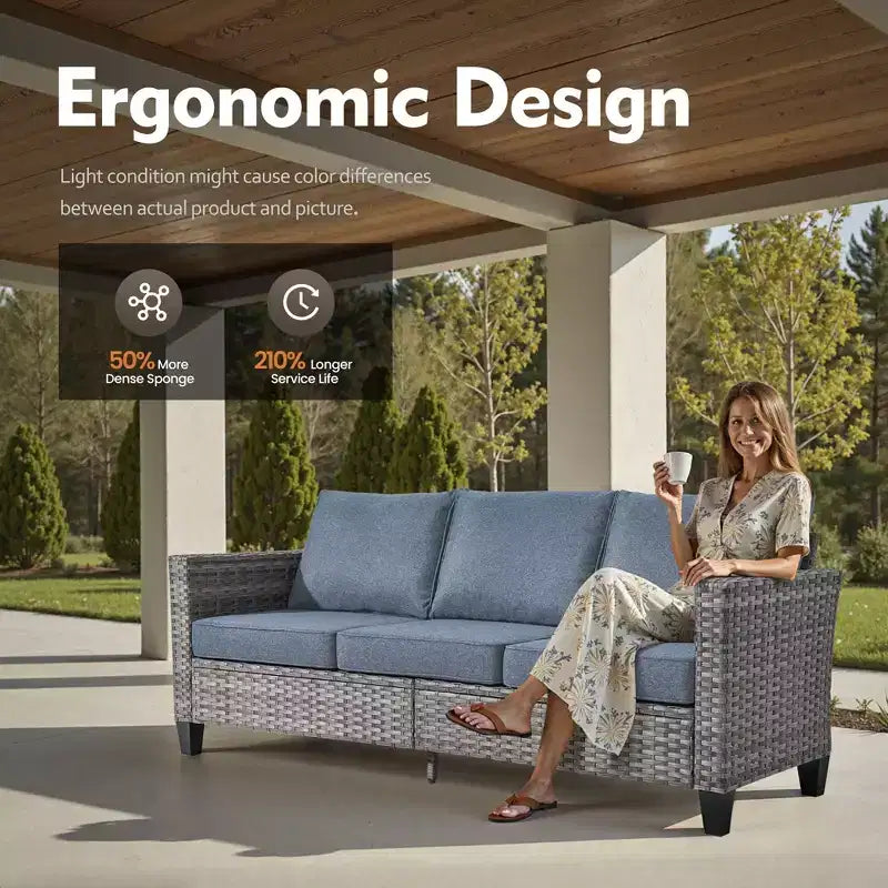 HOMLUX Outdoor Sectional Sofa Set, 5 Pieces Modular Outdoor Wicker Sofa Set with Ottomans, All-Weather Design