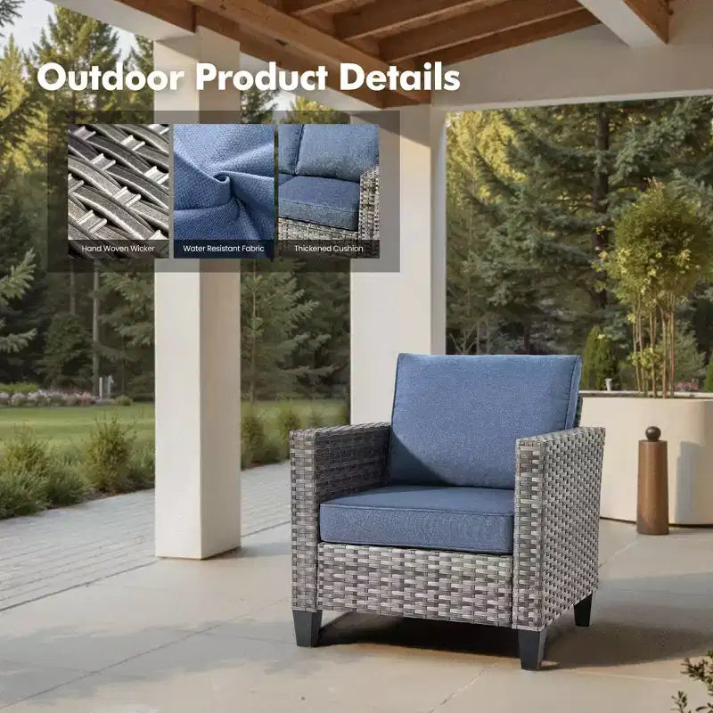 HOMLUX Outdoor Sectional Sofa Set, 5 Pieces Modular Outdoor Wicker Sofa Set with Ottomans, All-Weather Design