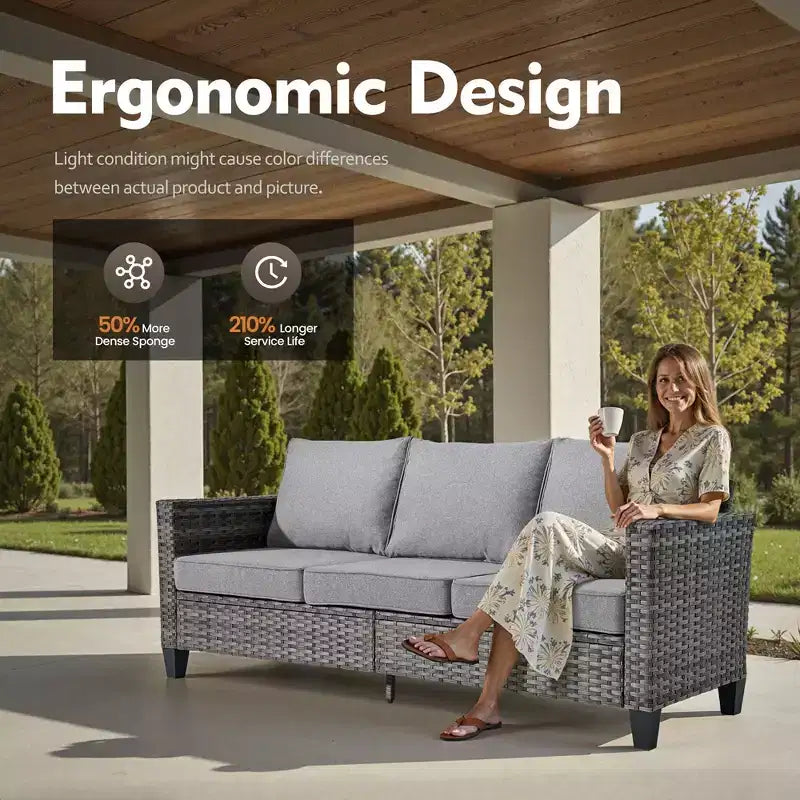 HOMLUX Outdoor Sectional Sofa Set, 5 Pieces Modular Outdoor Wicker Sofa Set with Ottomans, All-Weather Design