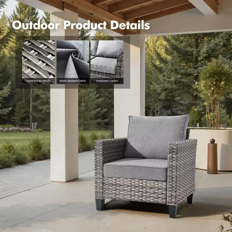 HOMLUX Outdoor Sectional Sofa Set, 5 Pieces Modular Outdoor Wicker Sofa Set with Ottomans, All-Weather Design