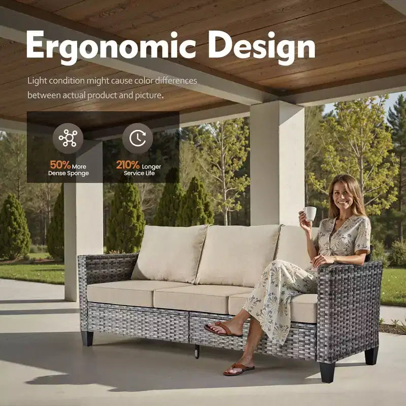 HOMLUX Outdoor Sectional Sofa Set, 5 Pieces Modular Outdoor Wicker Sofa Set with Ottomans, All-Weather Design