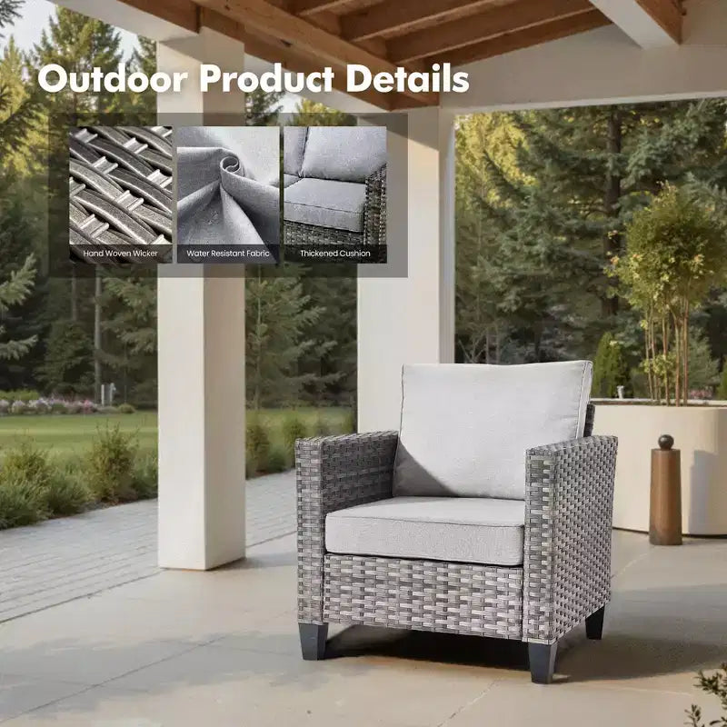 HOMLUX Outdoor Sectional Sofa Set, 5 Pieces Modular Outdoor Wicker Sofa Set with Ottomans, All-Weather Design