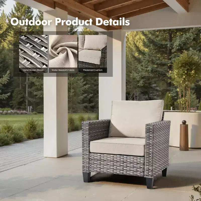HOMLUX Outdoor Sectional Sofa Set, 5 Pieces Modular Outdoor Wicker Sofa Set with Ottomans, All-Weather Design