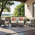 HOMLUX Outdoor Sectional Sofa Set, 5 Pieces Modular Outdoor Wicker Sofa Set with Ottomans, All-Weather Design