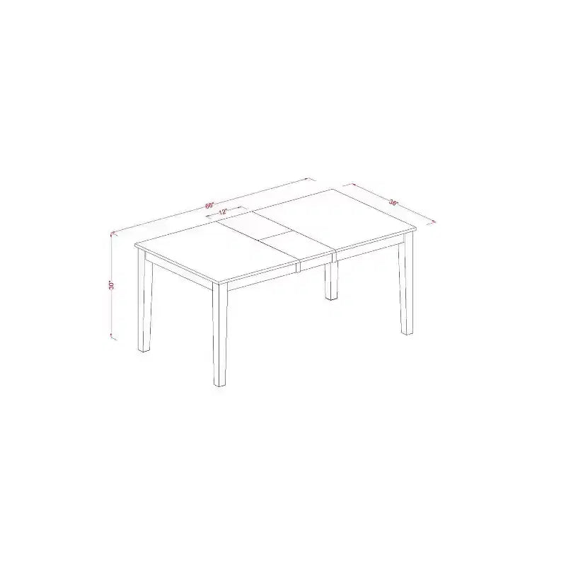 Retro Dining Set 6Pc Rectangular Table w/ Leaf & 4 Chairs Bench - 54/66 Inch