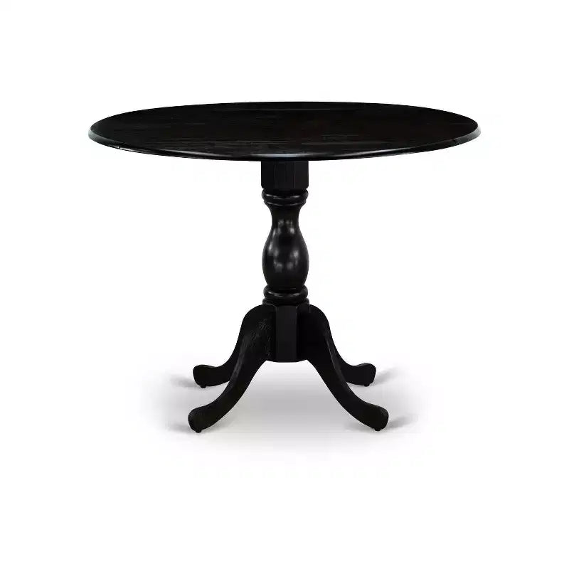 HomeStock 5-Piece Natural Oak Finish Solid Wood Top Dining Table with 4 Parson Chair with Drop Leaf Lattice Back