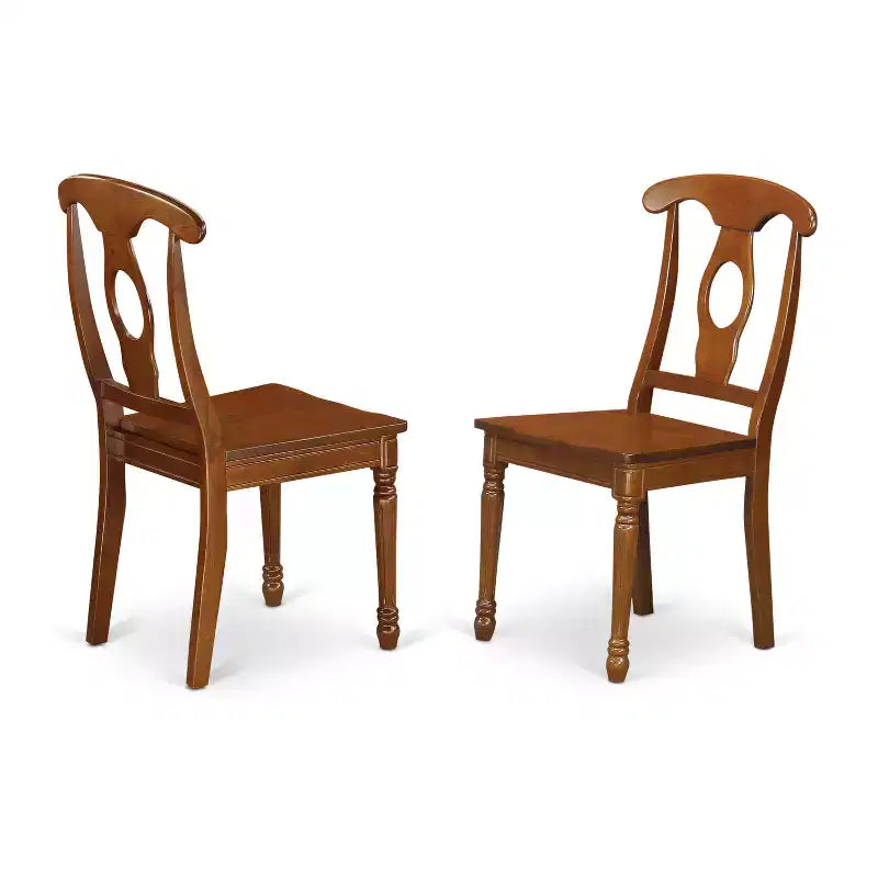 Coastal Dining Table Set - 5 Piece Kitchen Dinette Set - Round Table with Chairs - Saddle Brown Finish