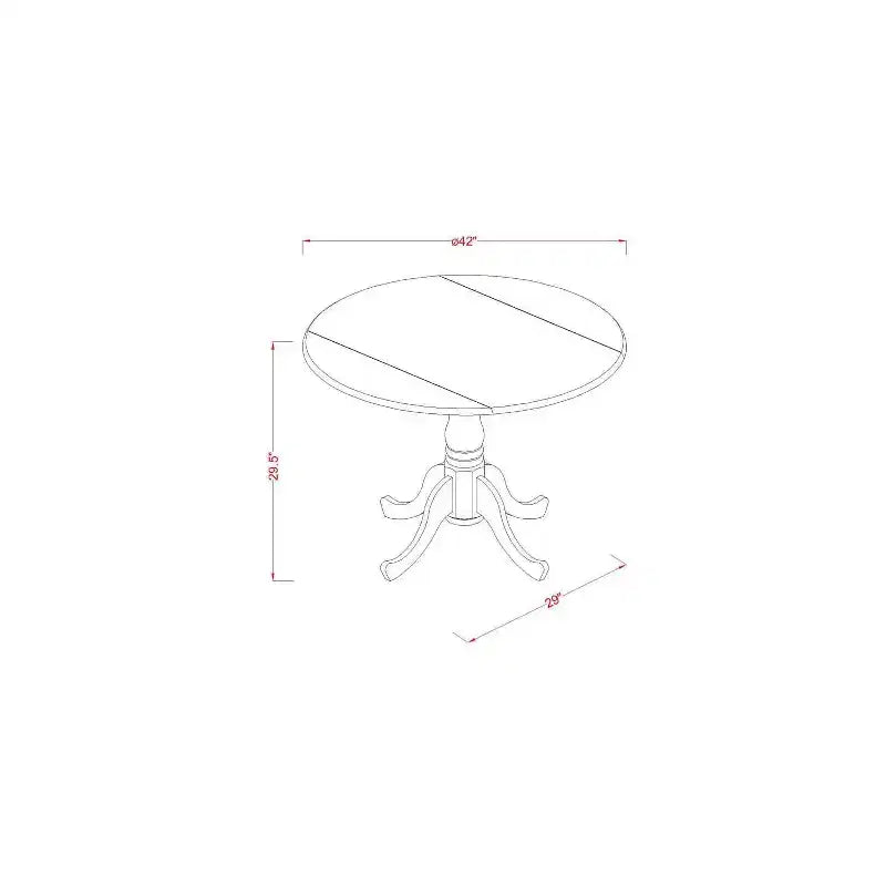 HomeStock 5-Piece Natural Oak Finish Solid Wood Top Dining table with 4 Chairs with Drop Leaf Slat Back
