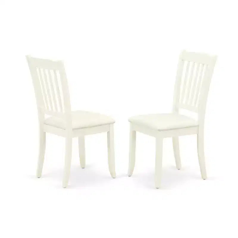 Round Dinette Set with Drop Leaf Table & 2 Linen Dining Chairs - White Finish