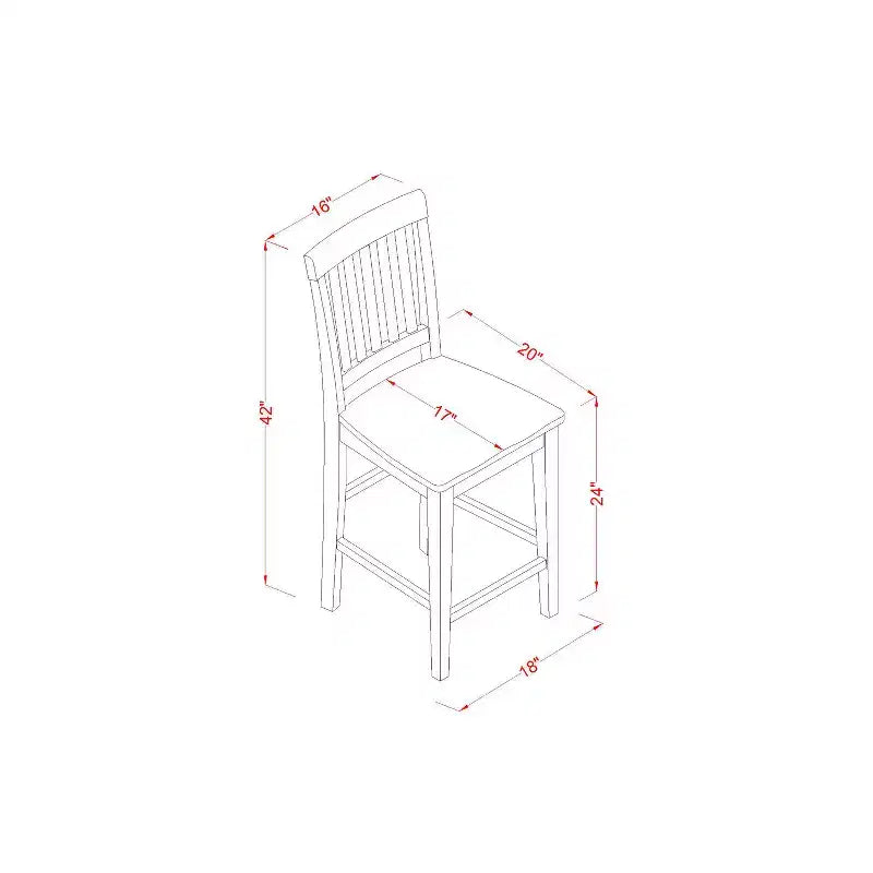Counter Height Table Set - 3 Piece Vintage Pub Dining Set with Stools