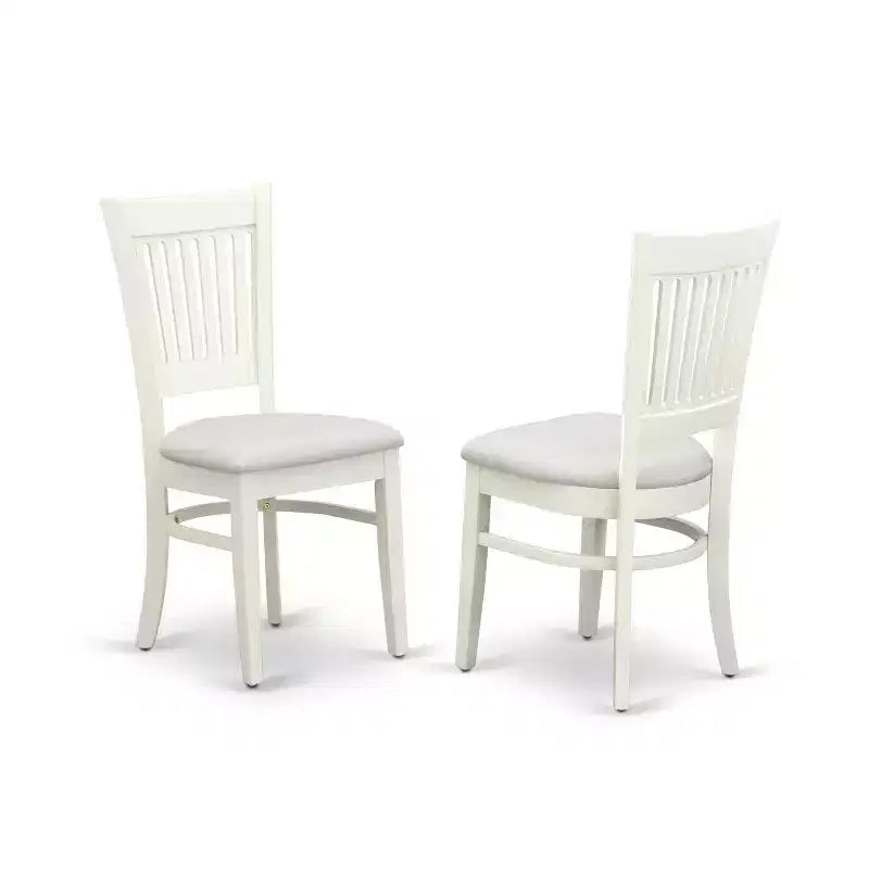 HomeStock 5-Piece Rectangle Linen White Finish Solid Wood Top Dining table with 4 Chairs with Butterfly Leaf Slat Back