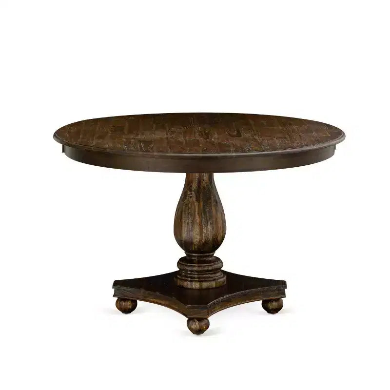 HomeStock 7-Piece Distressed Jacobean Finish Solid Wood Top Dining Table with 6 Chairs