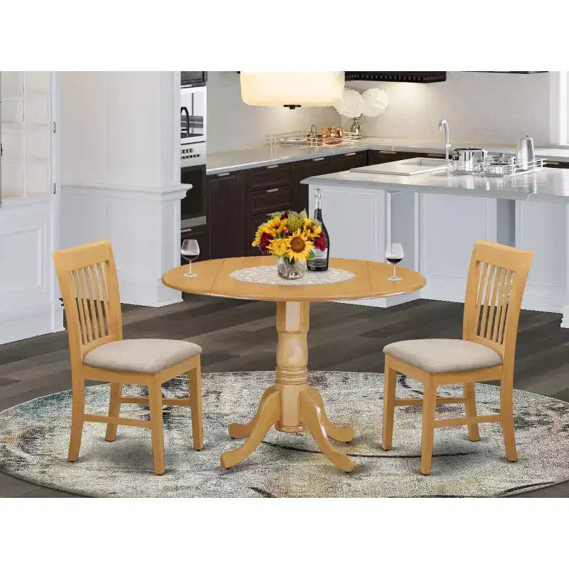 Round Kitchen Table Set with 2 Chairs - Small Dining Table & Chair Set
